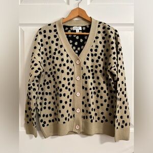 Women’s MYRA spotted cardigan, beige & black, size Medium